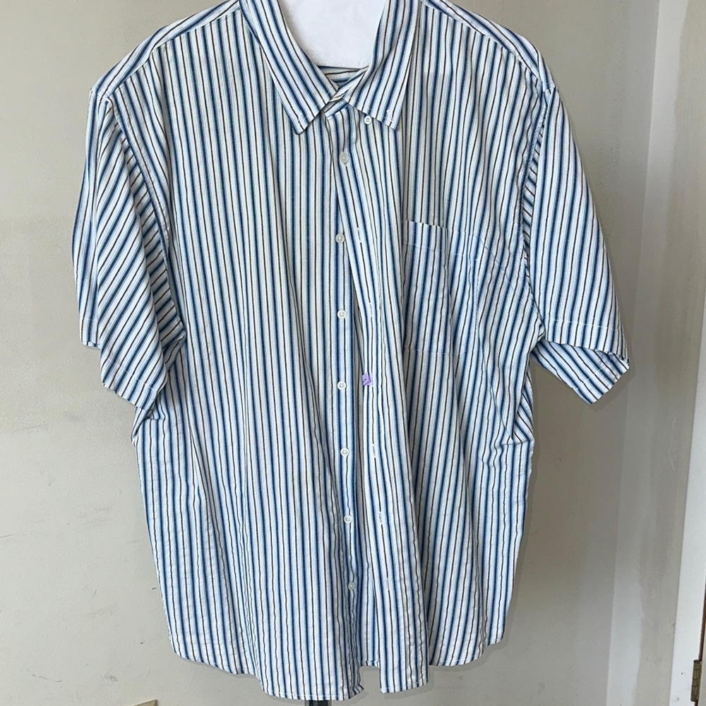 Scandia Woods Blue and White Striped Men's Shirt 2XL